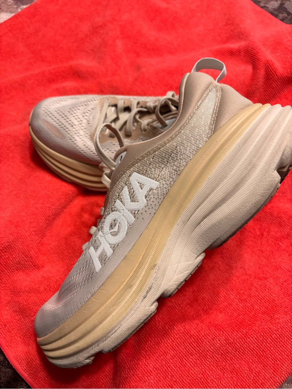 Hoka  Bondi 8 Women's Beige/Tan Cushioned Running Shoes